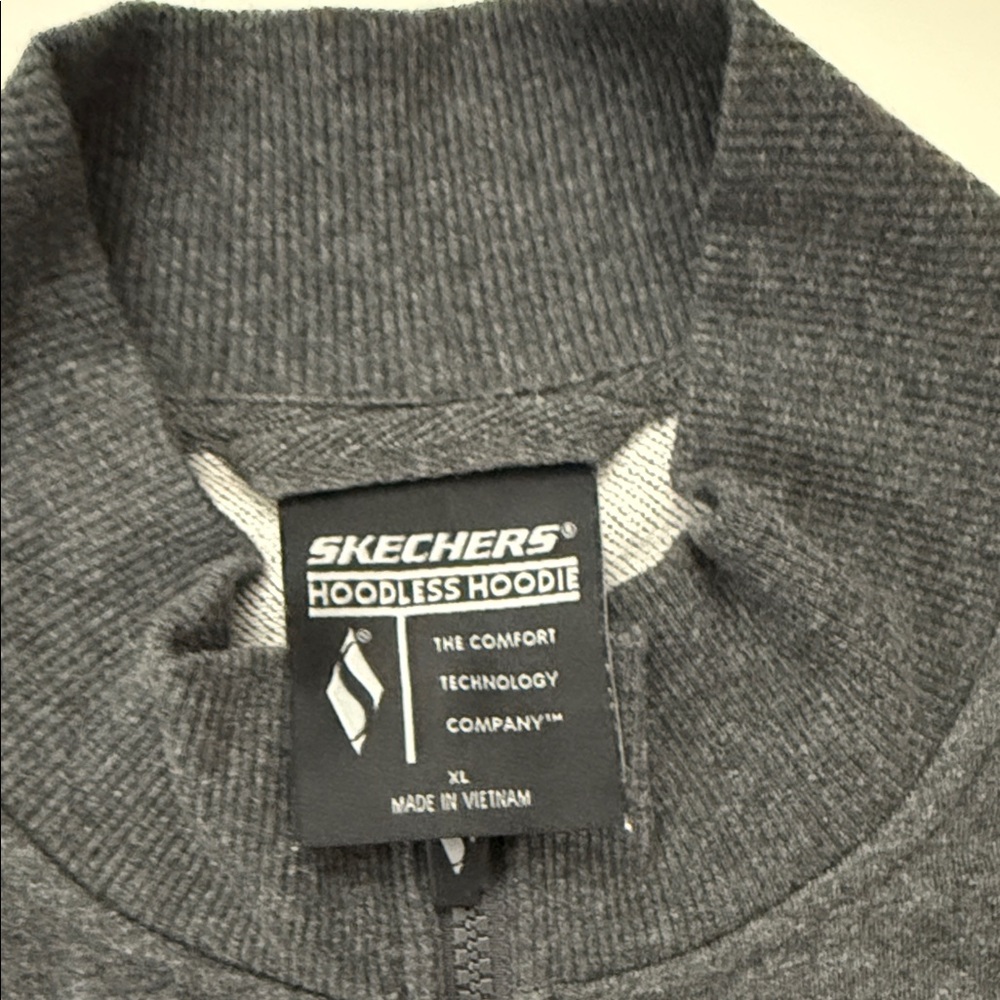Skechers Jacket Mens XL Hoodless Hoodie Full Zip Knit Sweat Mock Neck Gray - Picture 2 of 7